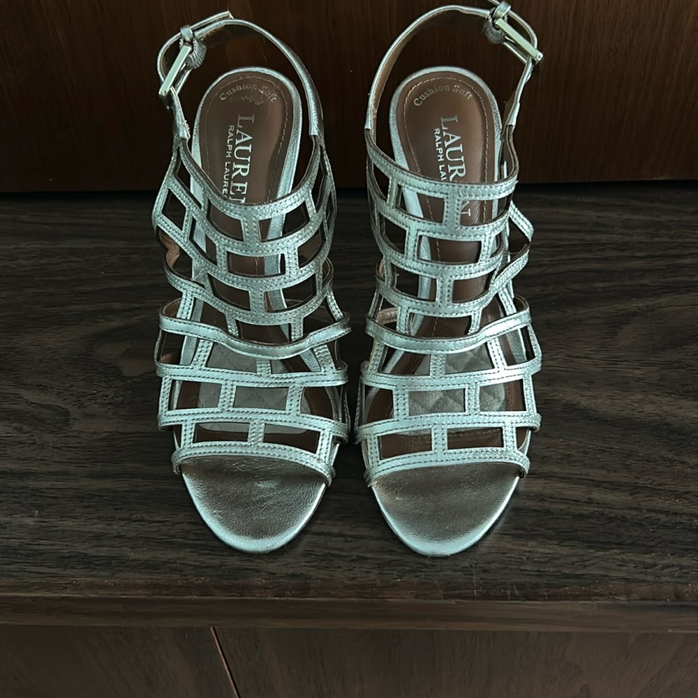 Gold cushion sole Lauren high heel